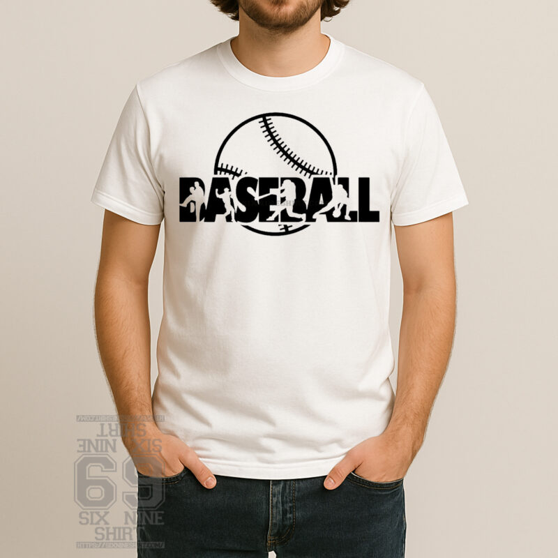 Baseball action silhouette typography graphic