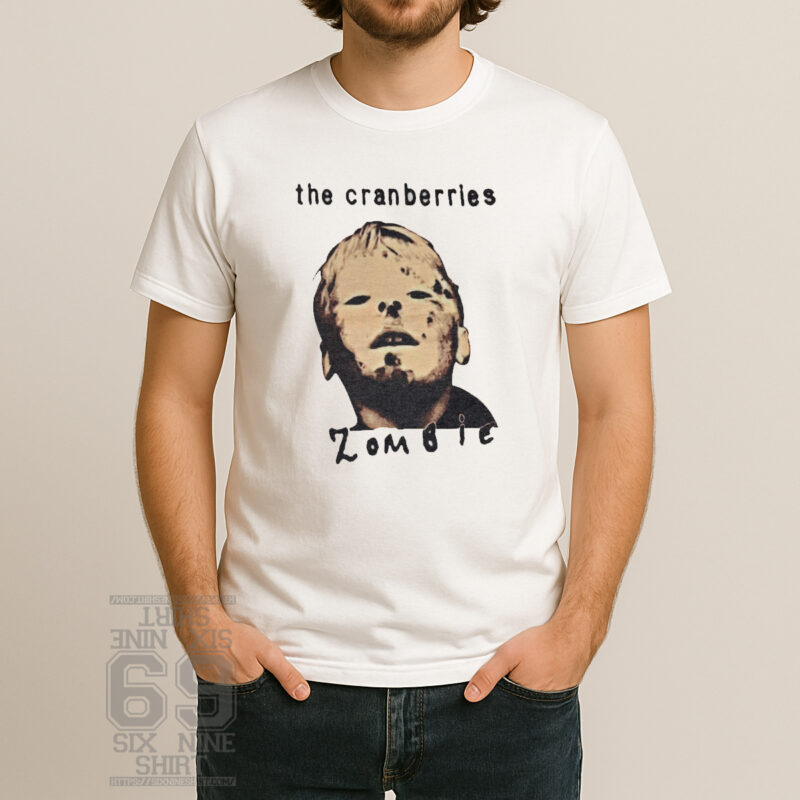 Vintage-style T-shirt inspired by The Cranberries 1995 song Zombie with classic 90s rock aesthetic