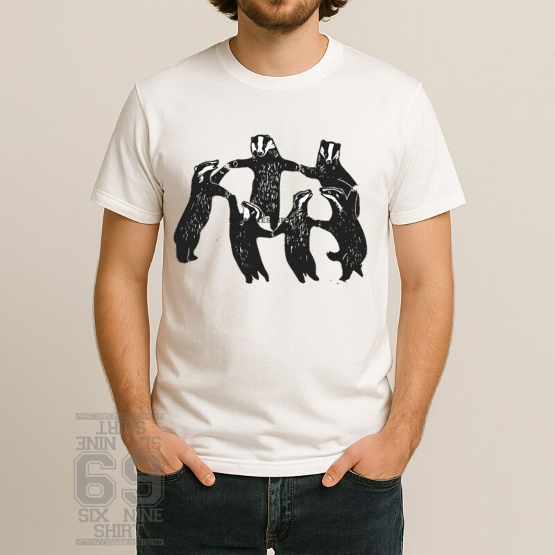 Funny badger dance t-shirt with dancing badgers animal meme illustration