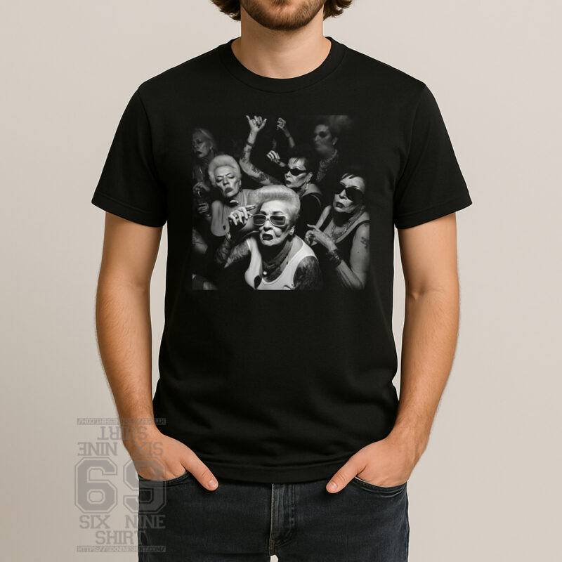funny old ladies party t shirt rebellious punk grandma graphic T-Shirt