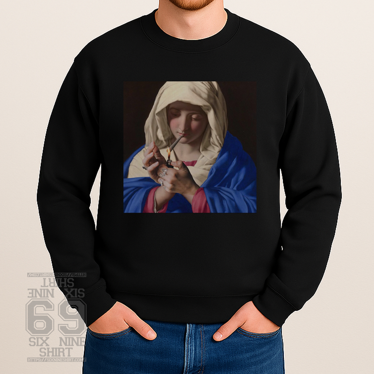 Holy Smoke Mary Renaissance Art Meme Sweeatshirt Holy Smoke Mary Renaissance Art Meme Sweatshirt