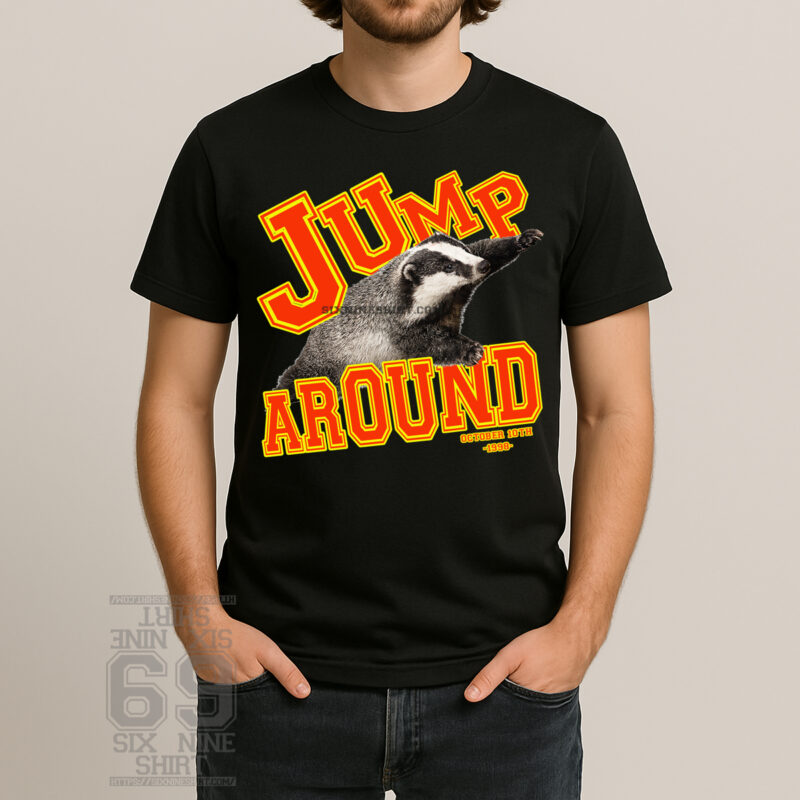 Vintage Jump Around Badgers T-shirt inspired by the iconic October 10th, 1998 Wisconsin game day tradition.