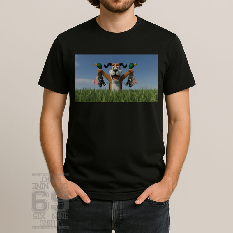 funny duck hunt dog shirt hunting dog holding ducks meme parody