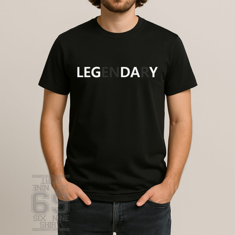 Leg day legendary gym wordplay typography shirt with LEG highlighted