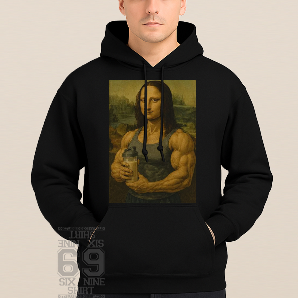 Muscle Mona Lisa Gym Funny Bodybuilding Art Parody Hoodie muscle mona lisa gym Hoodie funny bodybuilding art parody