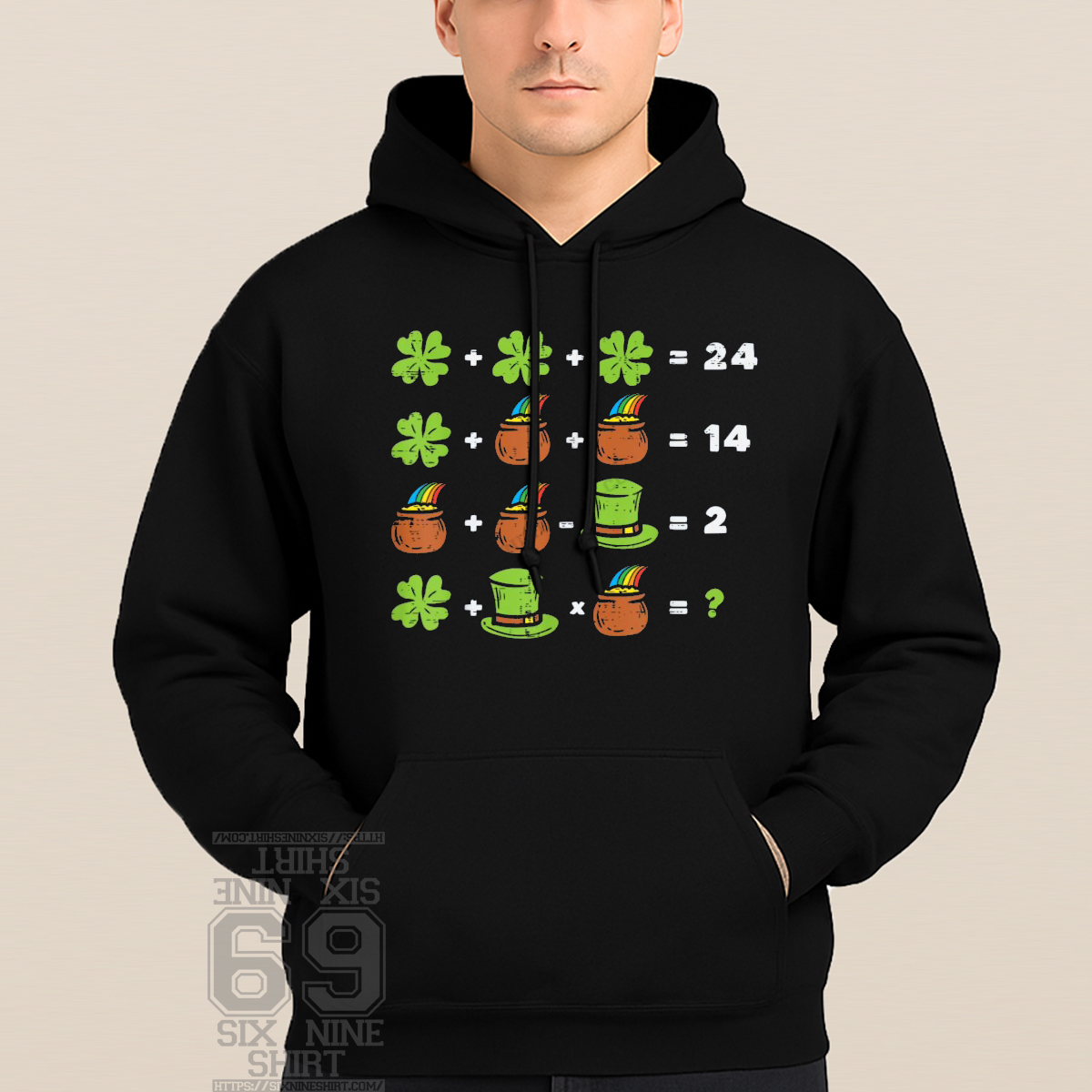 Shamrock Math Puzzle Funny St Patricks Day Equation Hoodie funny shamrock math equation hoodie st patricks day puzzle apparel