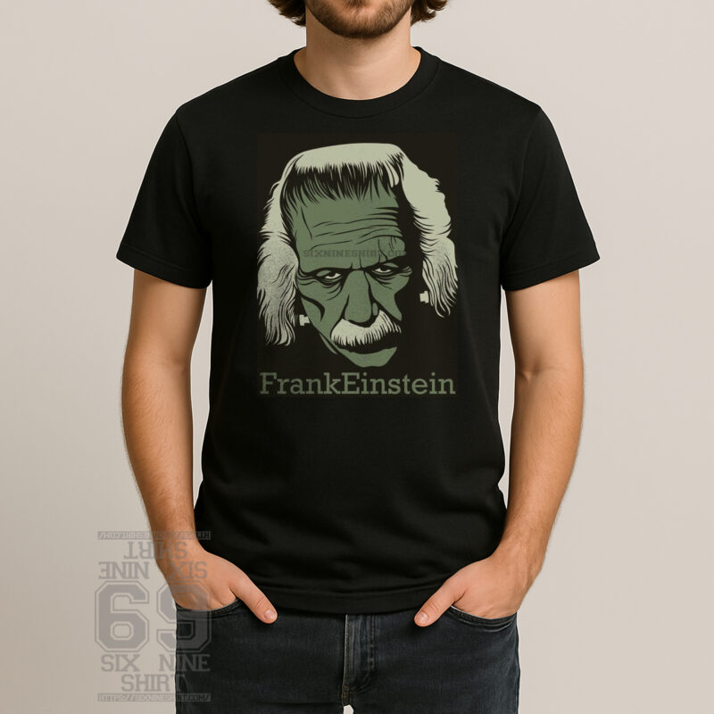 frankenstein einstein mashup parody graphic t shirt dark horror science humor