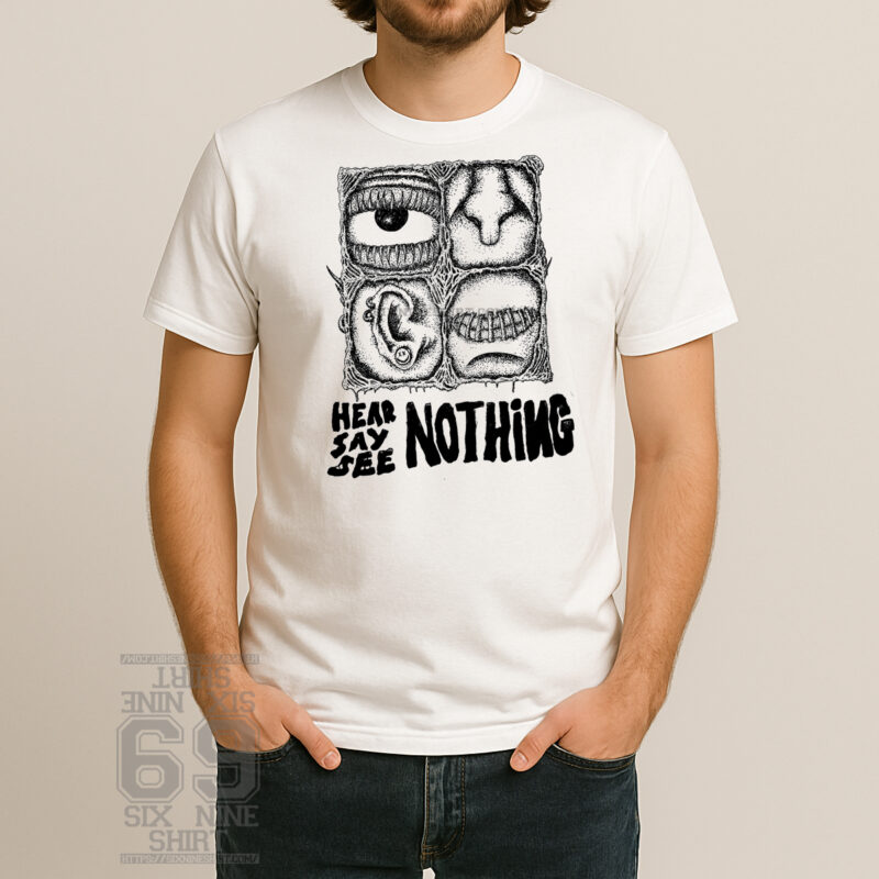 hear not see nothing punk graphic t shirt grunge anti society art