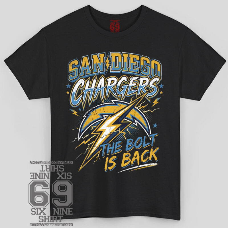 The Bolt Is Back Vintage San Diego Chargers Inspired Football T-Shirt
